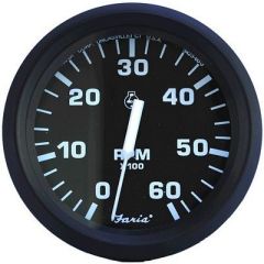 Faria Euro Black 4 Tachometer 6,000 Rpm Gas Inboard IO-small image