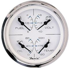 Faria Chesapeake Ss White 4 Multifunction 4In1 Combination Gauge WFuel, Oil, Water Volts-small image