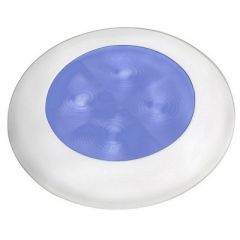 Hella Marine Slim Line Led Enhanced Brightness Round Courtesy Lamp Blue Led White Plastic Bezel 12v-small image