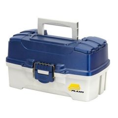 Plano 2Tray Tackle Box WDual Top Access Blue MetallicOff White-small image