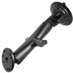 Ram Mount Twist Lock Suction Cup Mount WLong Double Socket Arm 25 Round Base Amps Hole Pattern 9 Length-small image