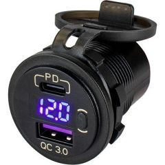 SeaDog Round Usb UsbC Power Socket WHidden Voltmeter-small image