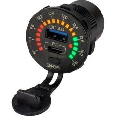 SeaDog Round Rainbow Voltmeter WUsb UsbC Power Socket-small image