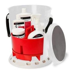 Shurhold 5 Gallon White Bucket Kit Includes Bucket, Caddy, Grate Seat, Buff Magic, Pro Polish Brite Wash, Smc Serious Shine-small image