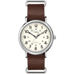 Timex Weekender 40 Slip Thru Leather Strap Watch Brown-small image