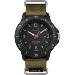 Timex Gallatin Nylon SlipThru Watch Solar GreenBlack Dial-small image