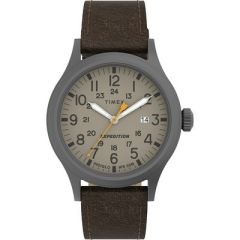 Timex Expedition Scout Khaki Dial Brown Leather Strap-small image