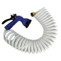 Whitecap 15 White Coiled Hose WAdjustable Nozzle-small image