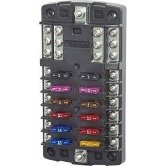 Blue Sea 5031 St Blade Fuse Block WO Cover 12 Circuit WNegative Bus-small image
