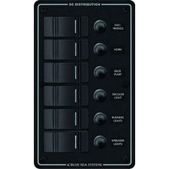 Blue Sea 8373 Water Resistant 6 Position Black Vertical Mount Panel-small image