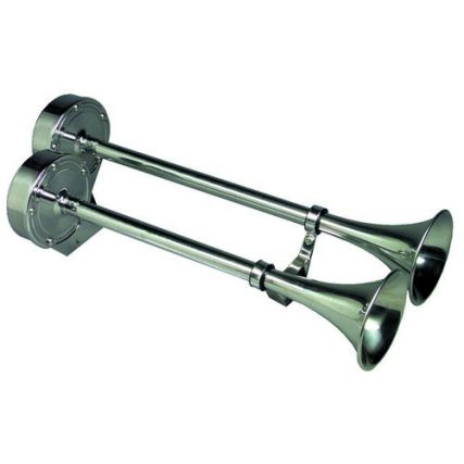 Schmitt Marine Deluxe All-Stainless Dual Trumpet Horn - 12v