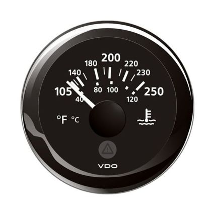 Veratron 52mm (2-1/16") Viewline Water Temperature Gauge - 100-250 Degreef  - Black Dial & Bezel