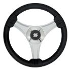 Uflex Tavolara 138 Black Polyurethane Steering Wheel WSilver Spokes X62 Hub-small image
