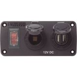 Blue Sea 4363 Water Resistant Usb Accessory Panels 15a Circuit Breaker, 12v Socket, 21a Dual Usb Charger-small image