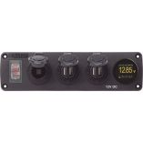Blue Sea 4368 Water Resistant Usb Accessory Panel 12v Socket, 2x 21a Dual Usb Chargers, Mini Voltmeter-small image