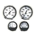 Faria Spun Silver Box Set Of 4 Gauges FOutboard Engines Speedometer, Tach, Voltmeter Fuel Level-small image