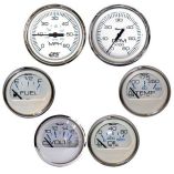Faria Chesapeake White WStainless Steel Bezel Boxed Set Of 6 Speed, Tach, Fuel Level, Voltmeter, Water Temperature Oil Psi-small image