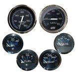 Faria Box Set Of 6 Gauges Speed, Tach, Fuel Level, Voltmeter, Water, Temp Oil Psi Chesapeake Black WStainless Steel Bezel-small image