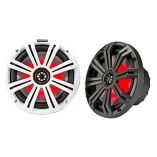 Kicker Km8 8 Led Marine Coaxial Speakers W1 Tweeters 4Ohm, Charcoal White-small image