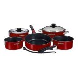 Magma Nestable 10 Piece Induction NonStick Enamel Finish Cookware Set Magma Red-small image