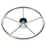 Schmitt 170 13.5" Stainless 5-Spoke Destroyer Wheel w/ Black Cap and Standard Rim - Fits 3/4" Tapered Shaft Helm-small image