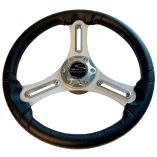 Schmitt Marine Torcello 14" Wheel - 03 Series - Polyurethane Wheel W/Chrome Trim & Cap - Brushed Spokes - 3/4" Tapered Shaft