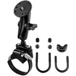 Ram Mount Strap Clamp Roll Bar Mount WStandard Length Double Socket Arm 25 Round Base W1420 Male Threaded Post-small image