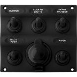 SeaDog Nylon Switch Panel Water Resistant 5 Toggles WPower Socket-small image