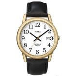 Timex Easy Reader 35mm Watch Black Leather StrapGold Tone Case-small image