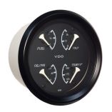 Vdo Allentare 4 In 1 Gauge 85mm Black DialWhite Pointer Oil Pressure, Water Temp, Fuel Level, Voltmeter Black Bezel-small image