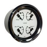 Vdo Allentare 4 In 1 Gauge 85mm White DialBlack Pointer Oil Pressure, Water Temp, Fuel Level, Voltmeter Chrome Bezel-small image