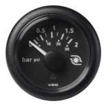 Vdo Marine 2116 52mm Viewline Boost Pressure Gauge 2 Bar30 Psi 832v Black Dial Round Bezel-small image