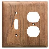 Whitecap Teak Toggle SwitchDuplexReceptacle Cover Plate-small image