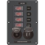Blue Sea 4321 Circuit Breaker Switch Panel 4 Position Gray W12v Socket Dual Usb-small image