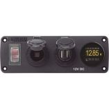 Blue Sea 4366 Water Resistant Usb Accessory Panel Circuit Breaker, 12v Socket, Dual Usb Charger, Mini Voltmeter-small image