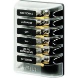 Blue Sea 5018 St Glass Fuse Block WOut Negative Bus 6 Circuit-small image