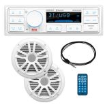 Boss Audio Mck500wb6 Kit WMr500uab, 2 Mr6w Speakers, Mrant10 Antenna, White Remote Refurbished-small image