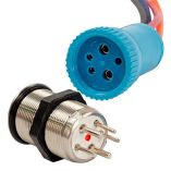 Bluewater 22mm Push Button Switch OffOn Momentary Contact BlueRed Led 4 Lead-small image