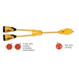 Marinco Y30230 Eel 230a125v Female To 130a125v Male Y Adapter Yellow-small image