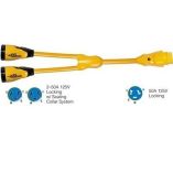 Marinco Y5042504 Eel 250a125250v Female To 150a125250v Male Y Adapter Yellow-small image