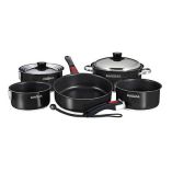 Magma Nestable 10 Piece Induction NonStick Enamel Finish Cookware Set Jet Black-small image
