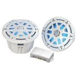 PolyPlanar MaOc8 8 Round Waterproof Blue Led Lit Speaker White-small image