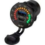 SeaDog Round Rainbow Voltmeter WUsb UsbC Power Socket-small image