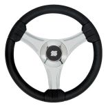 Uflex Tavolara 138 Black Polyurethane Steering Wheel WSilver Spokes X62 Hub-small image