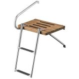 Whitecap Teak Swim Platform W2Step Telescoping Ladder FBoats WOutboard Motors-small image