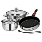 Magma Nesting 7Piece Induction Compatible Cookware Stainless Steel Exterior Slate Black Ceramica NonStick Interior-small image